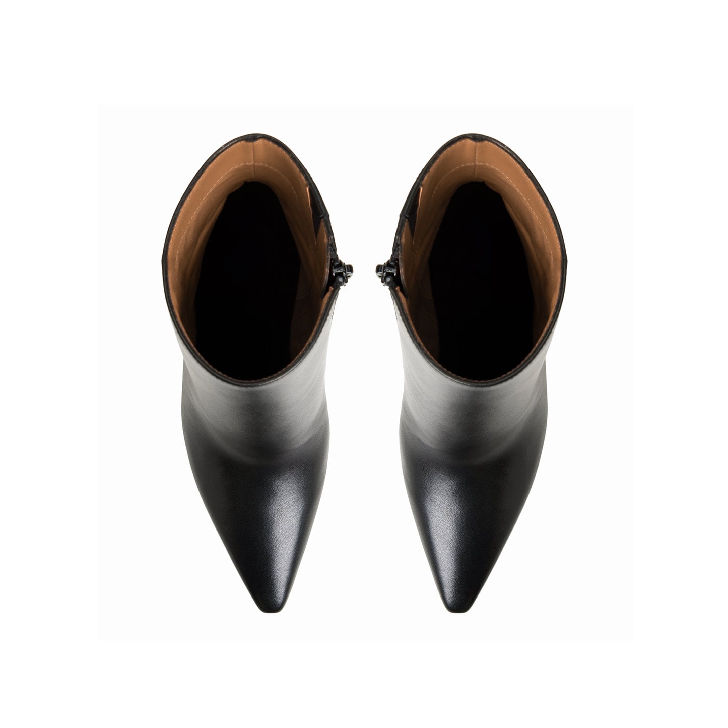 Black Snip-Toe Sleek Full-Zip Ankle Stiletto Boots