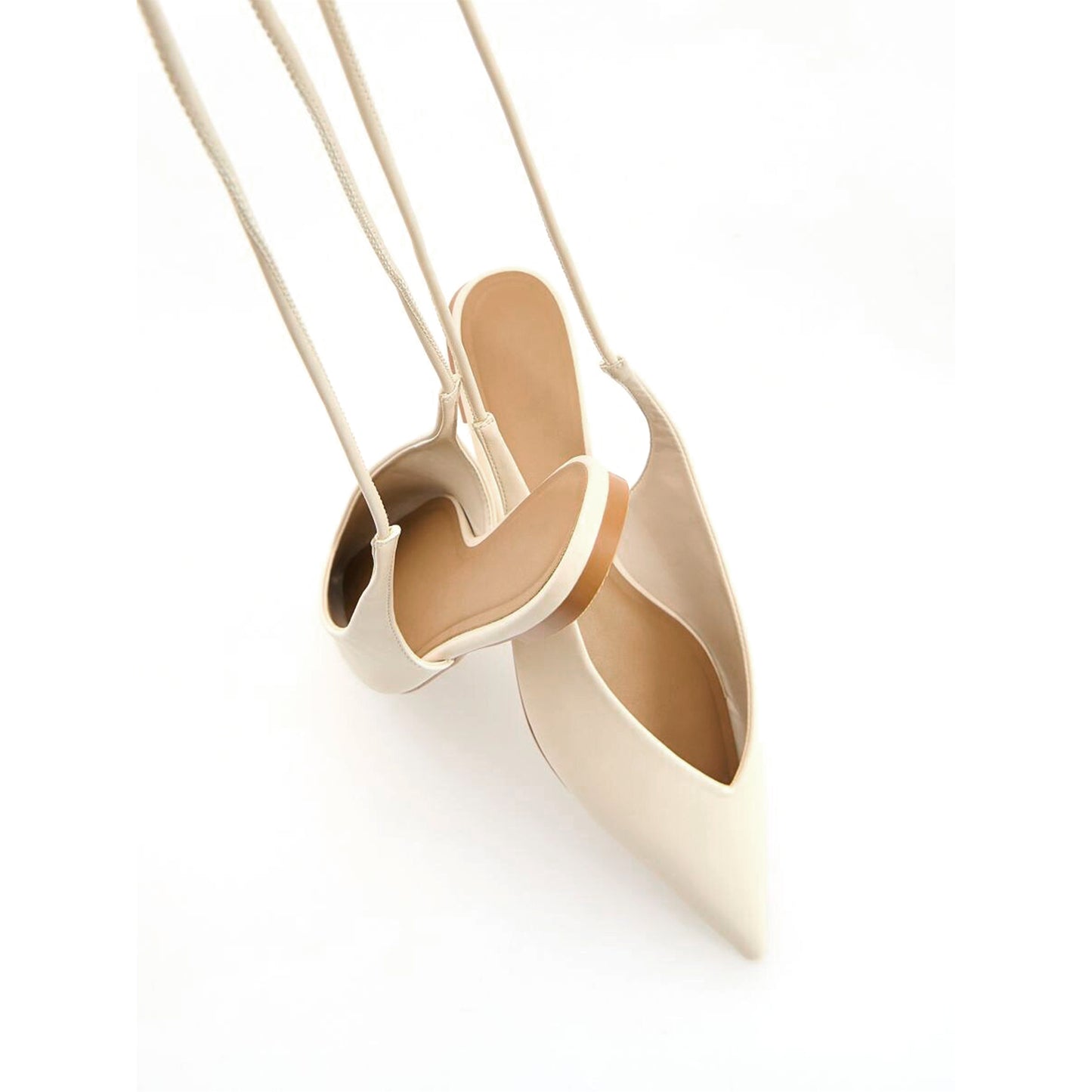 Bone Pointed-Toe Slip-On Ankle Strap Flats