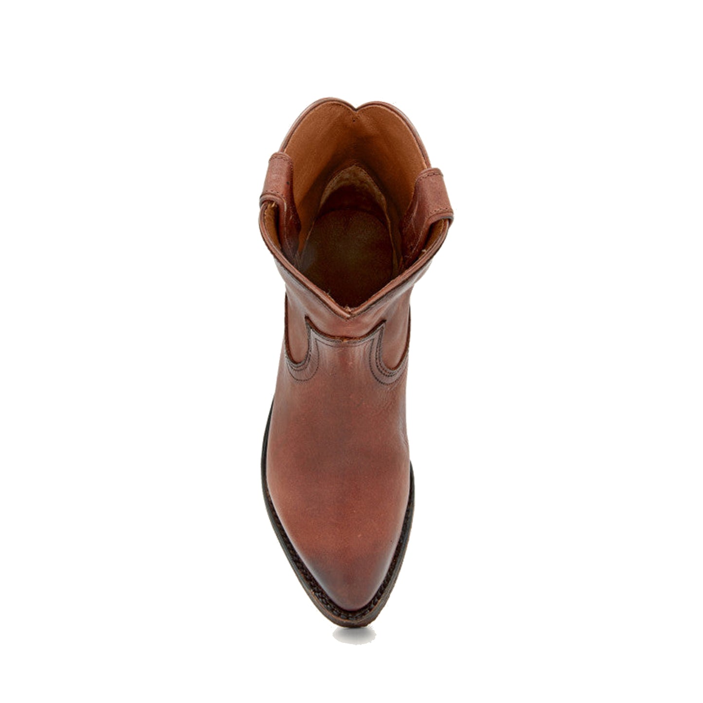Cognac Round-Toe Simple Slip-On Ankle Cowgirl Boots