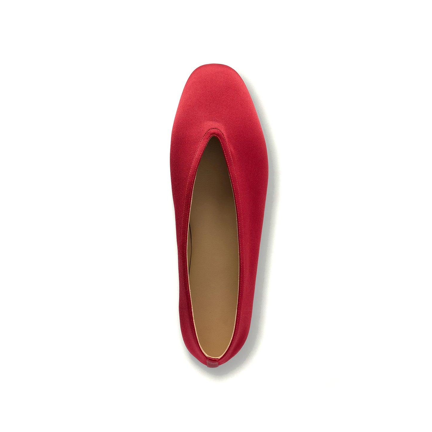 Red Satin Square-Toe Slip-On Chic Ballet Flats