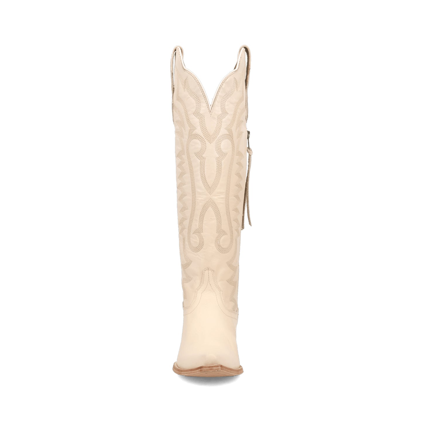 Bone Snip-Toe Grace Embroidery Half-Zip Knee High Cowgirl Boots