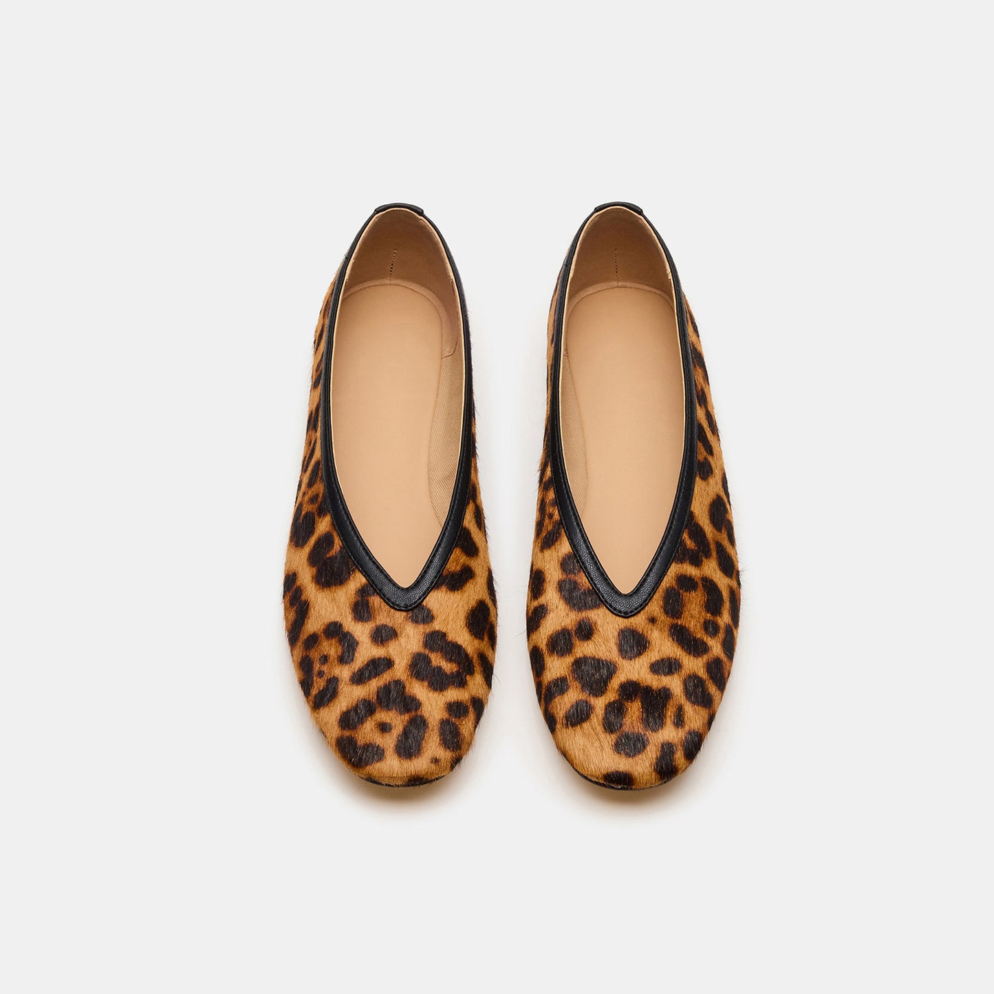 Leopard Pony Hair Elegant Square-Toe Slip-On Flats