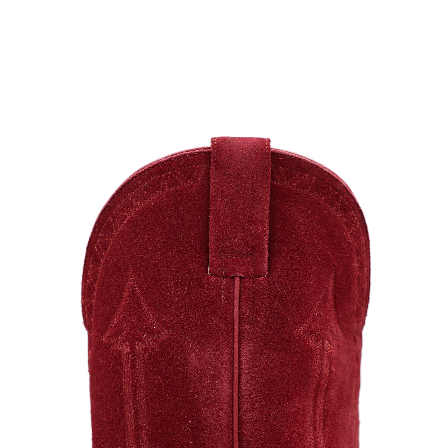 Red Faux Suede Snip-Toe Arrow Embroidery Mid Calf Cowgirl Boots