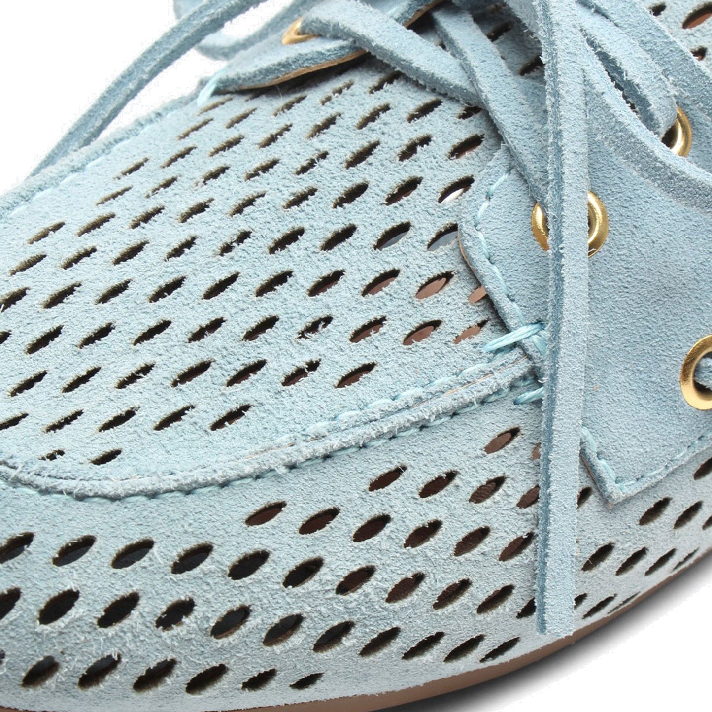 Blue Faux Suede Round-Toe Little Cutout And Bow Chic Flats