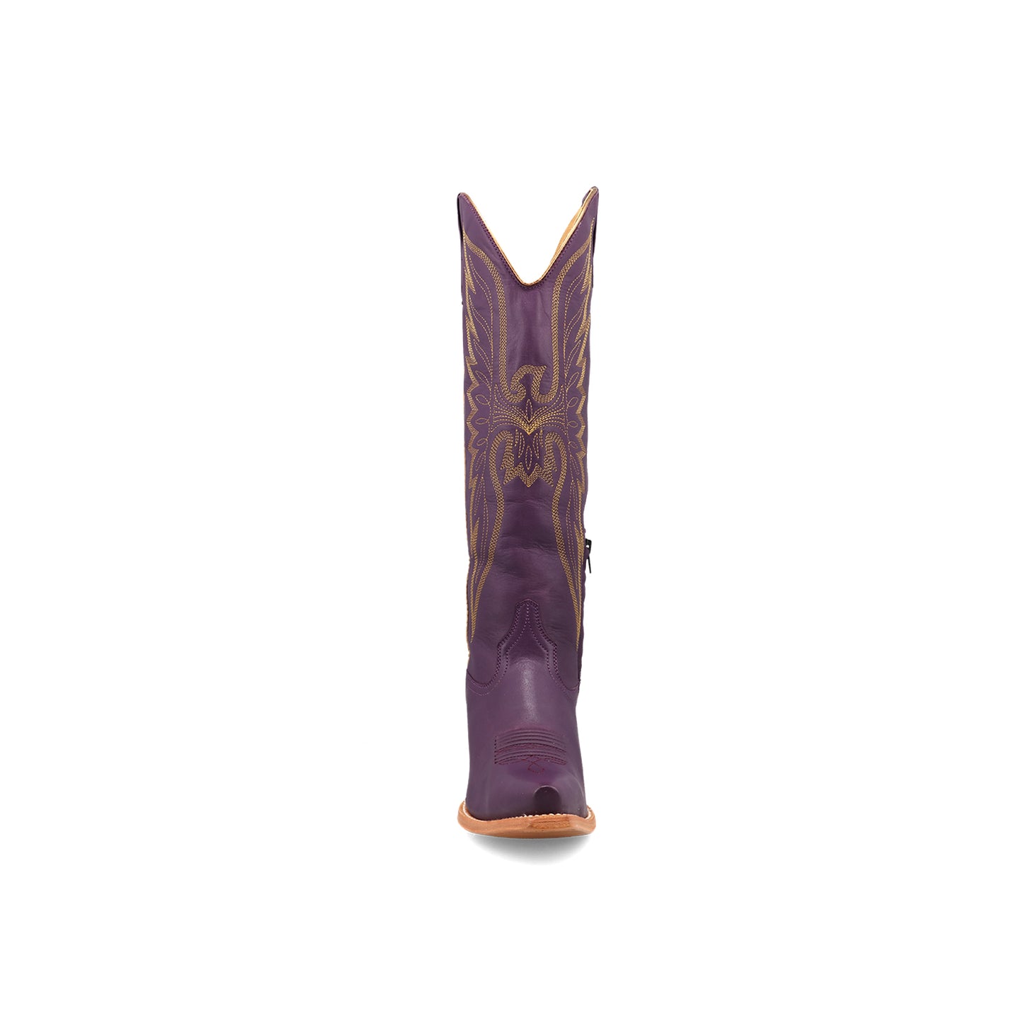 Purple Snip-Toe Gold Embroidery Half-Zip Knee High Cowgirl Boots