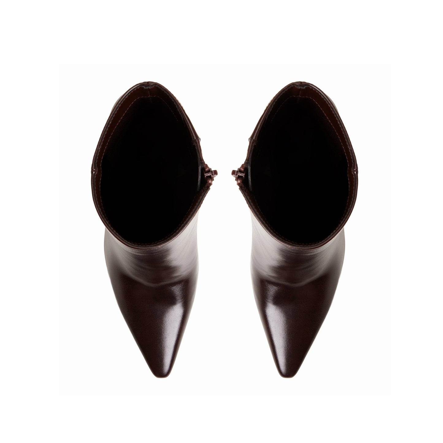 Dark Brown Snip-Toe Sleek Full-Zip Ankle Stiletto Boots