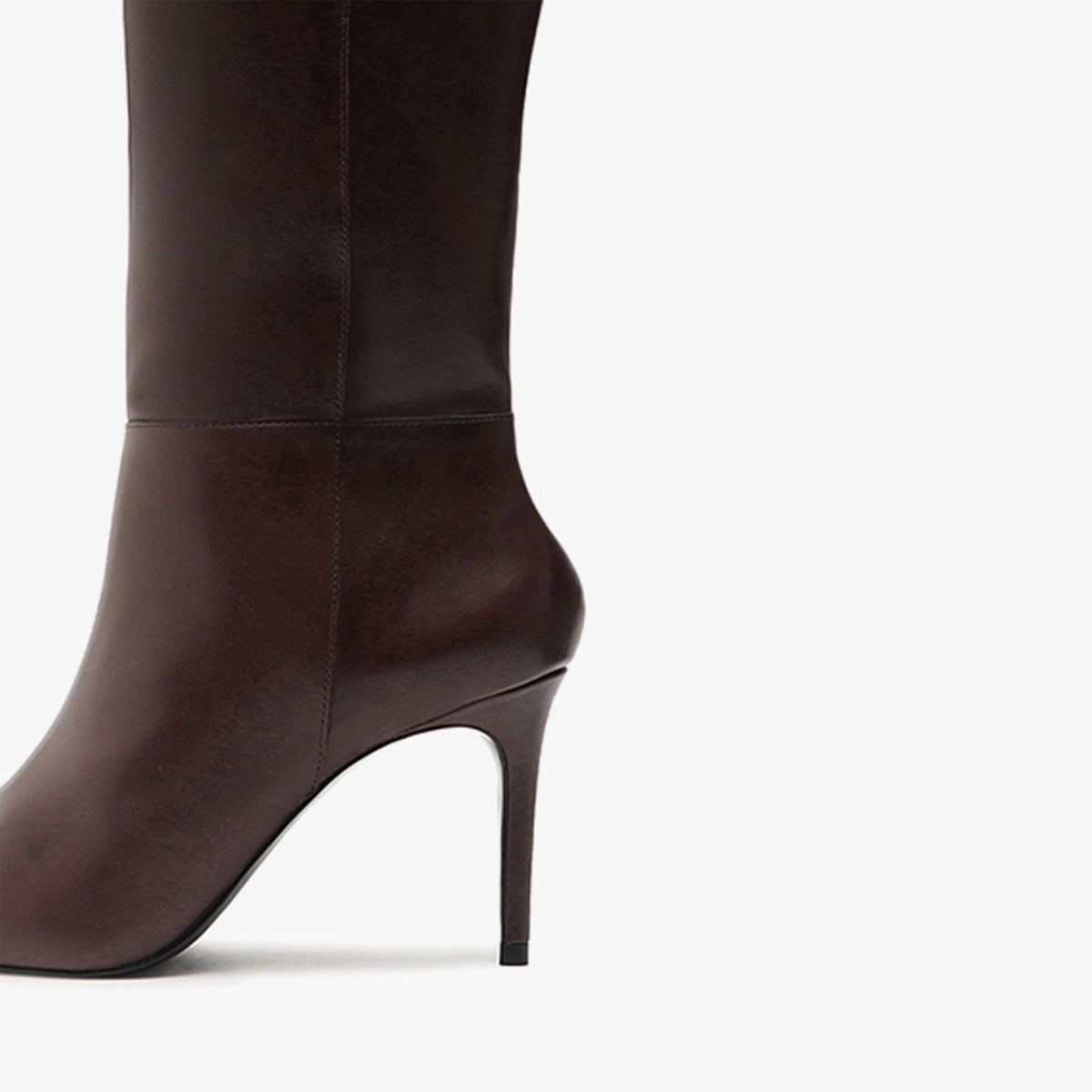 Chic Pointed-Toe Simple Full-Zip Sleek Knee High Stiletto Boots - Chocolate