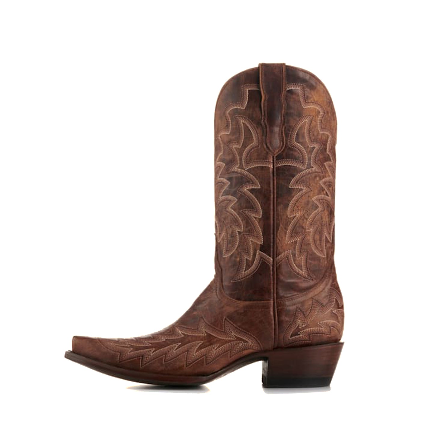 Brass Snip-Toe Delicate Embroidery Mid Calf Chic Cowgirl Boots