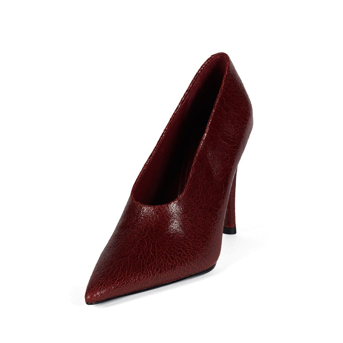 Wine Red Pointed-Toe Sleek Slip-On Pumps High Heels