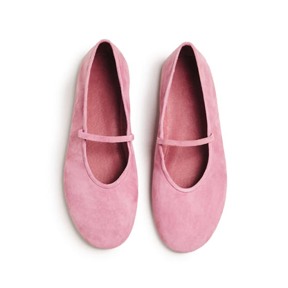 Lavender Faux Suede Round-Toe Bridge Strap Ballet Flats