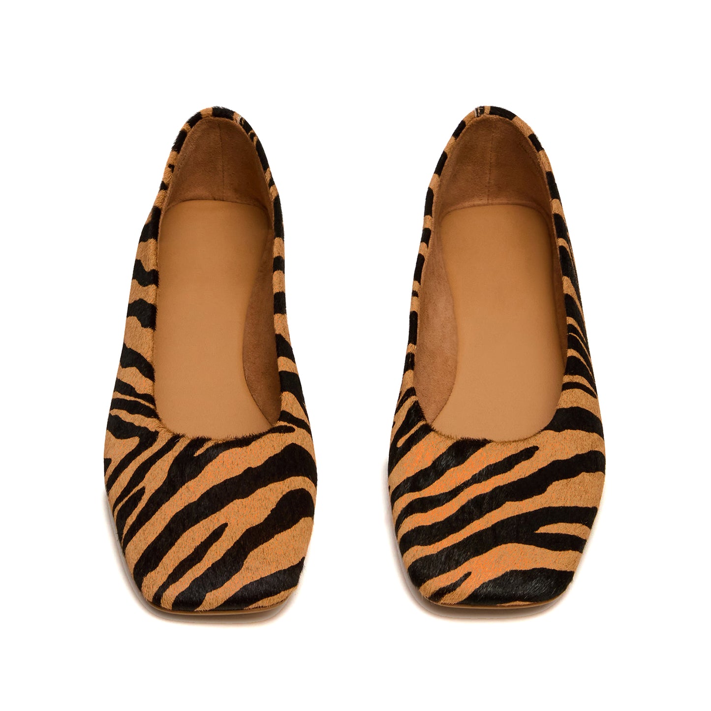 Zebra Print Square-Toe Slip-On Stylish Flats