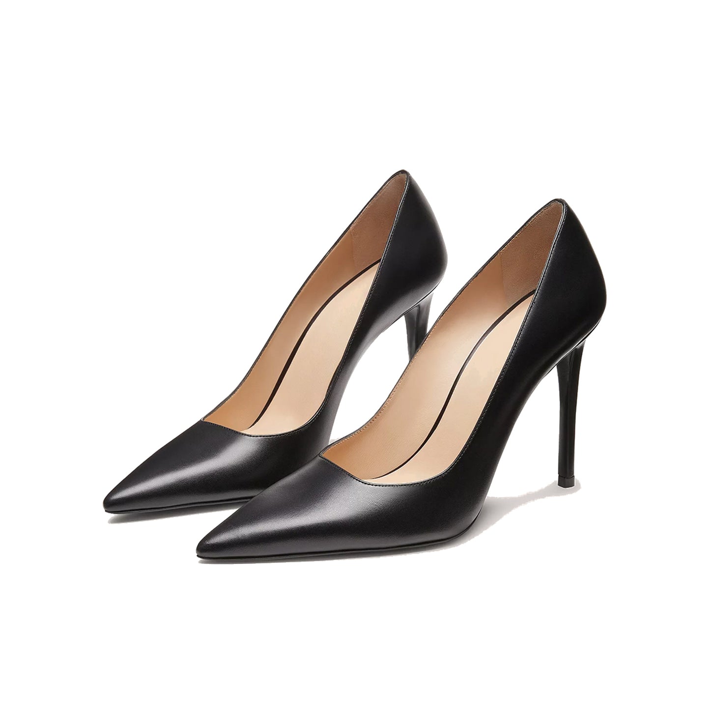 Black Pointed-Toe Slip-On High Heels