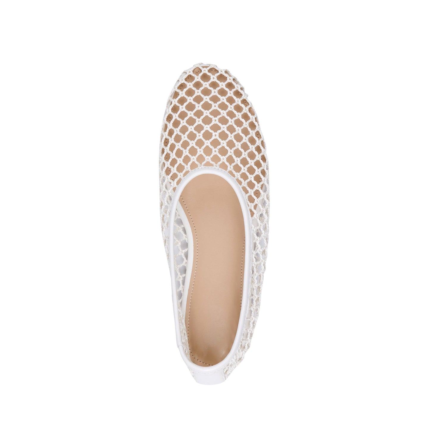 Ivory Mesh Round-Toe Classic Slip-On Stylish Ballet Flats