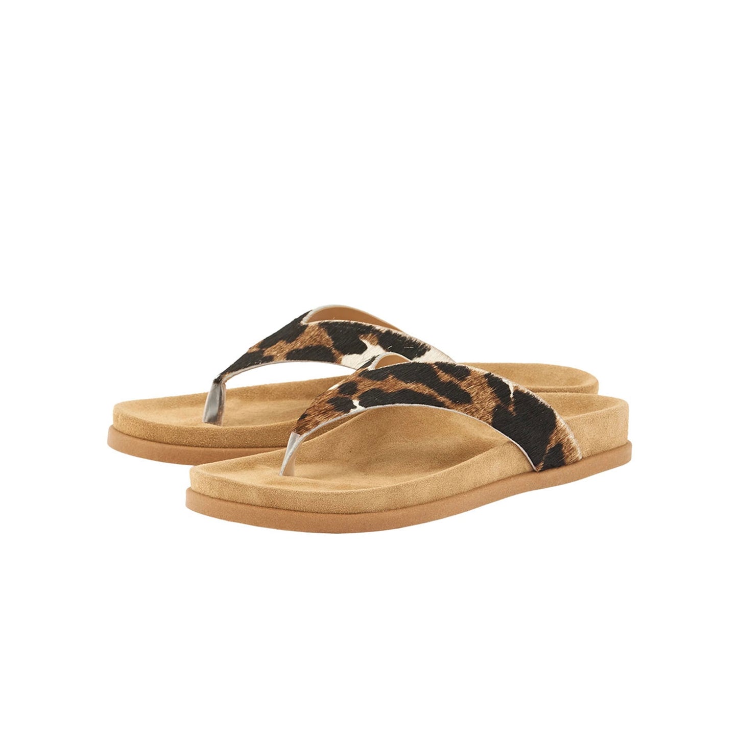 Cow Pattern Pony Hair Square-Toe Chic Flip-Flops Flats
