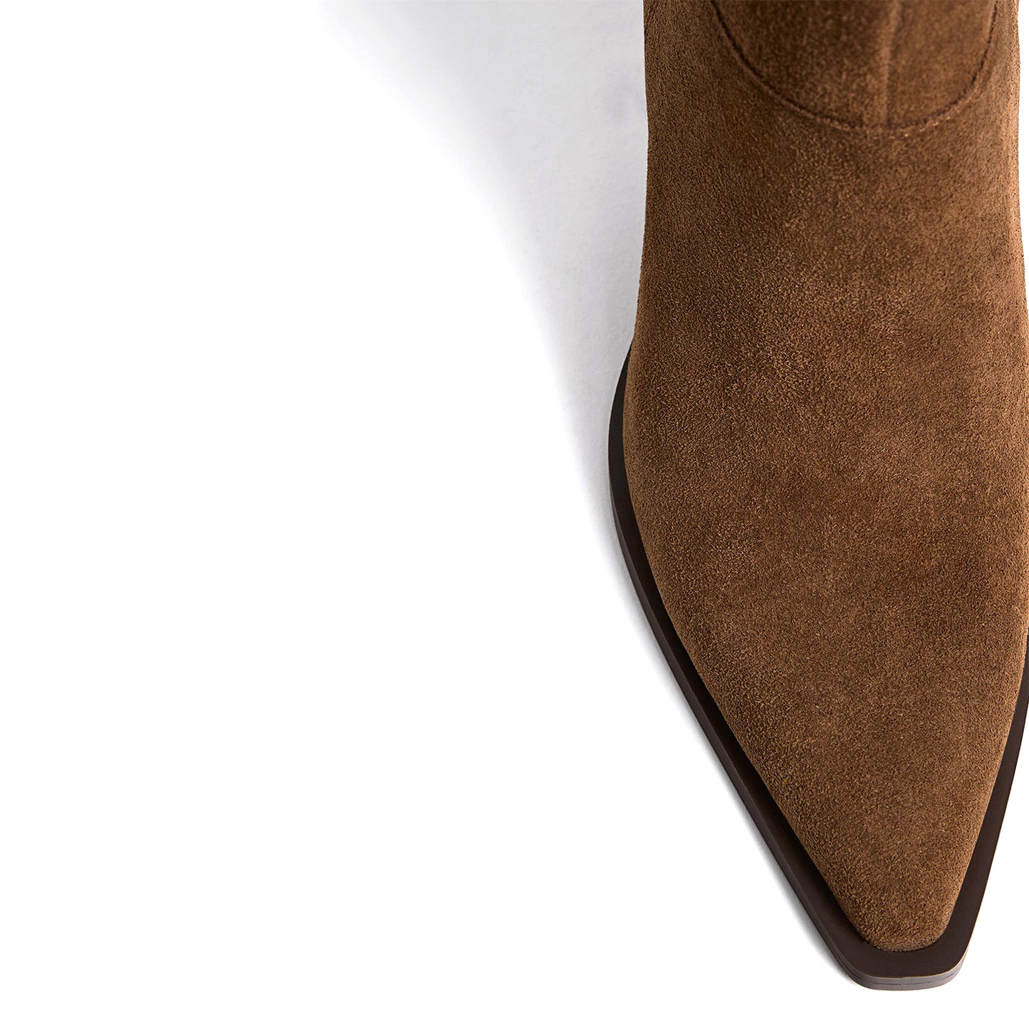 Brown Faux Suede Almond-Toe Chic Simple Ankle Cowgirl Boots