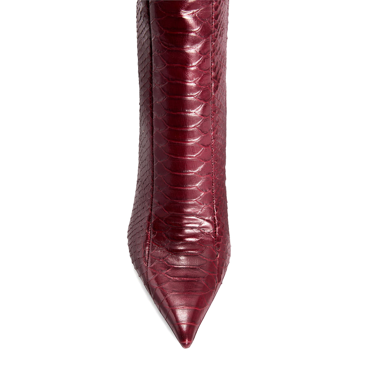 Red Snakeskin Pattern Chic Pointed-Toe Simple Full-Zip Knee High Stiletto Boots