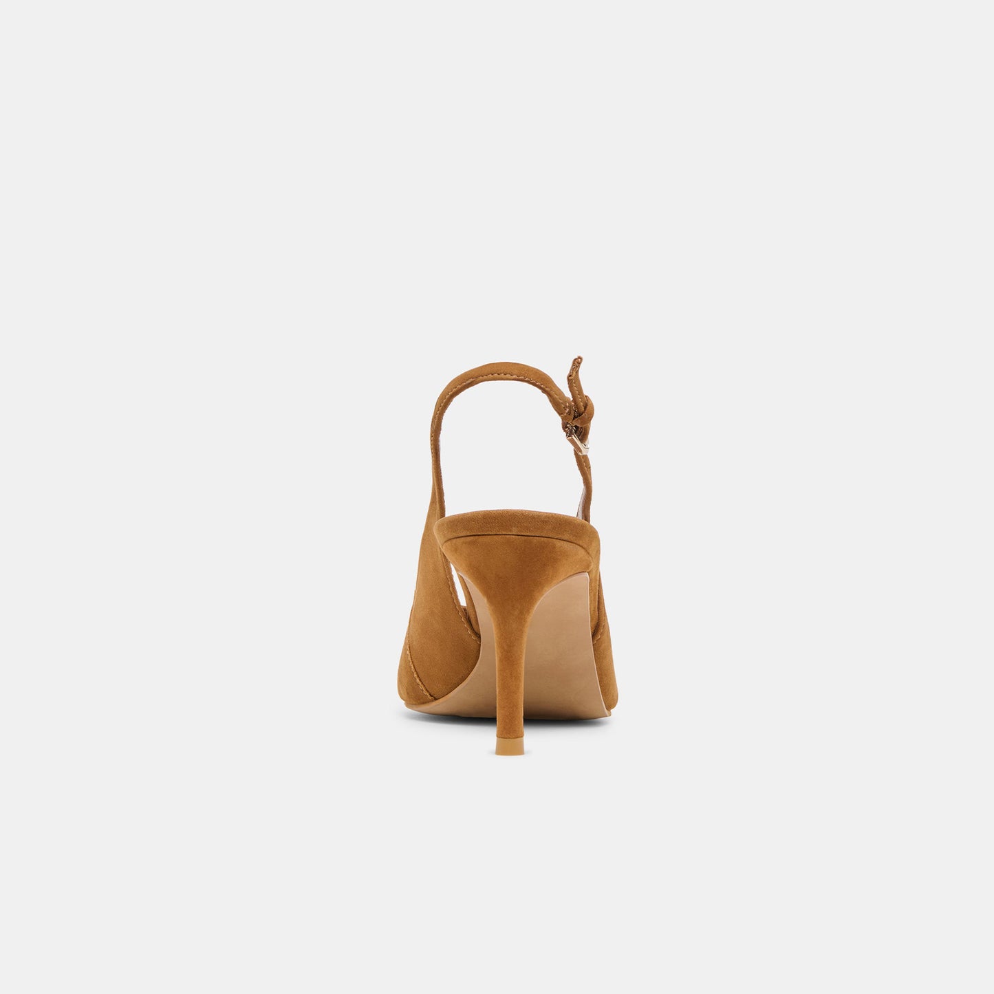 Brown Faux Suede Classic Pointed-Toe Buckle Slingback Kitten Heels