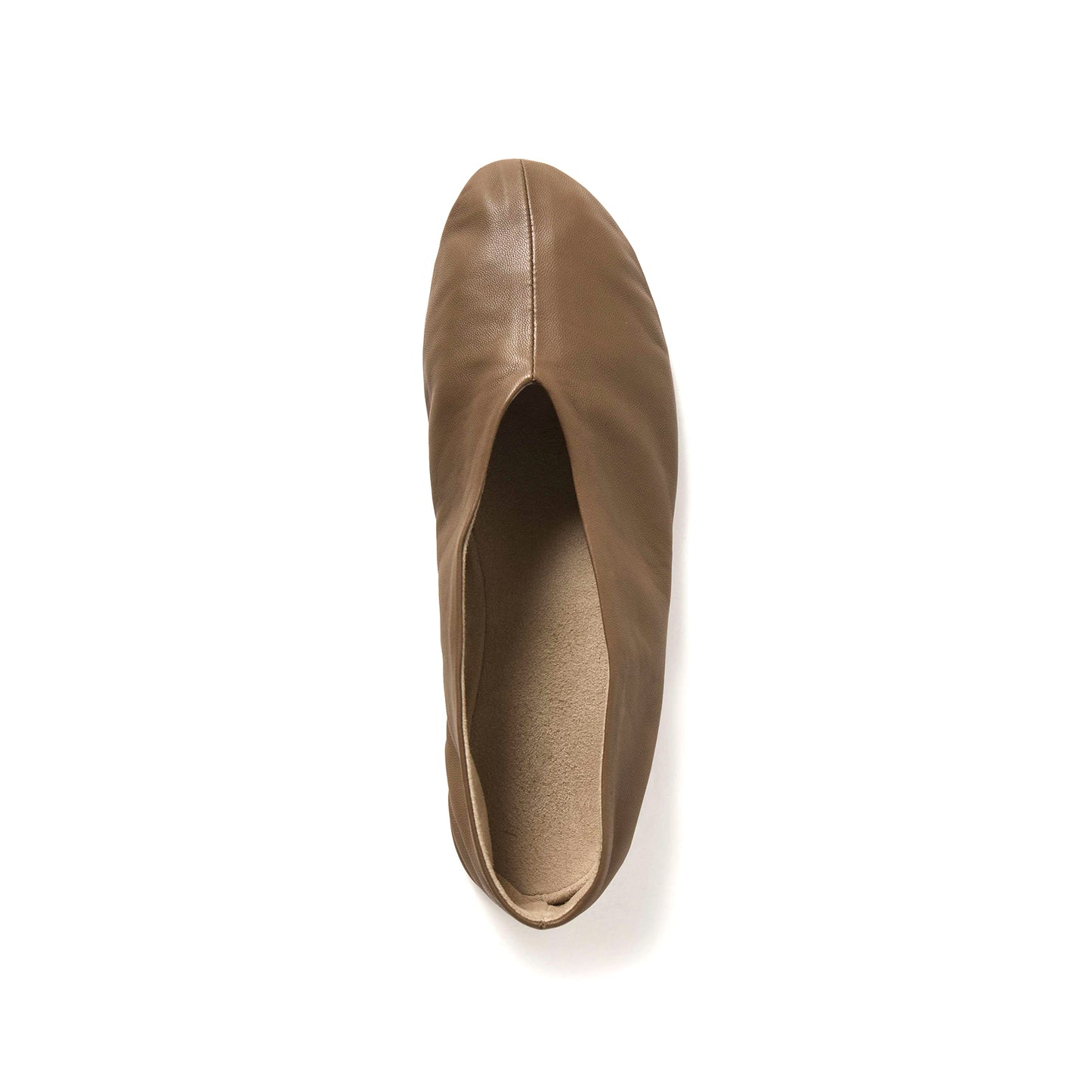 Dark Tan Round-Toe Classic Ballet Simple Flats