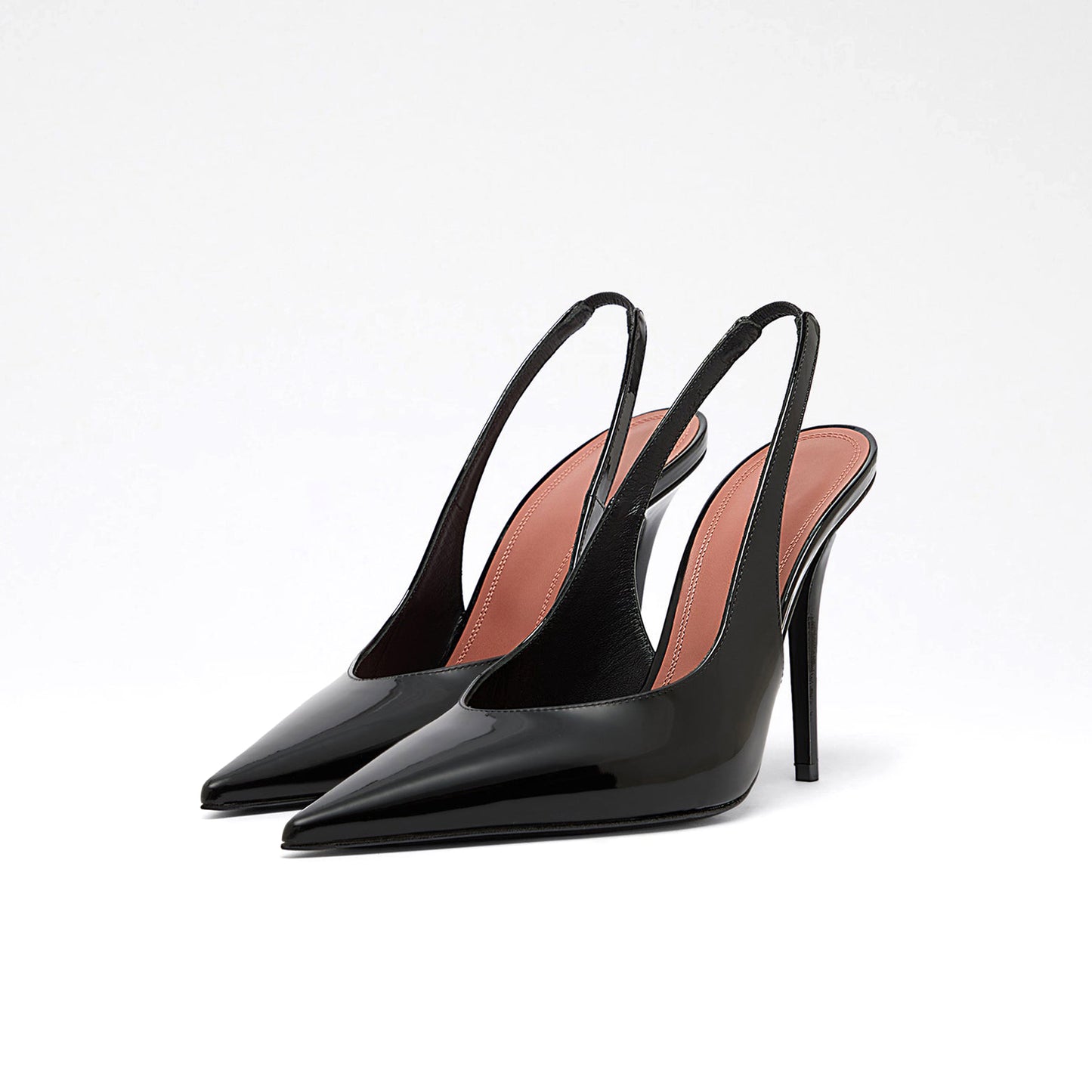 Patent Black Pointed-Toe Classic Slingback High Heels