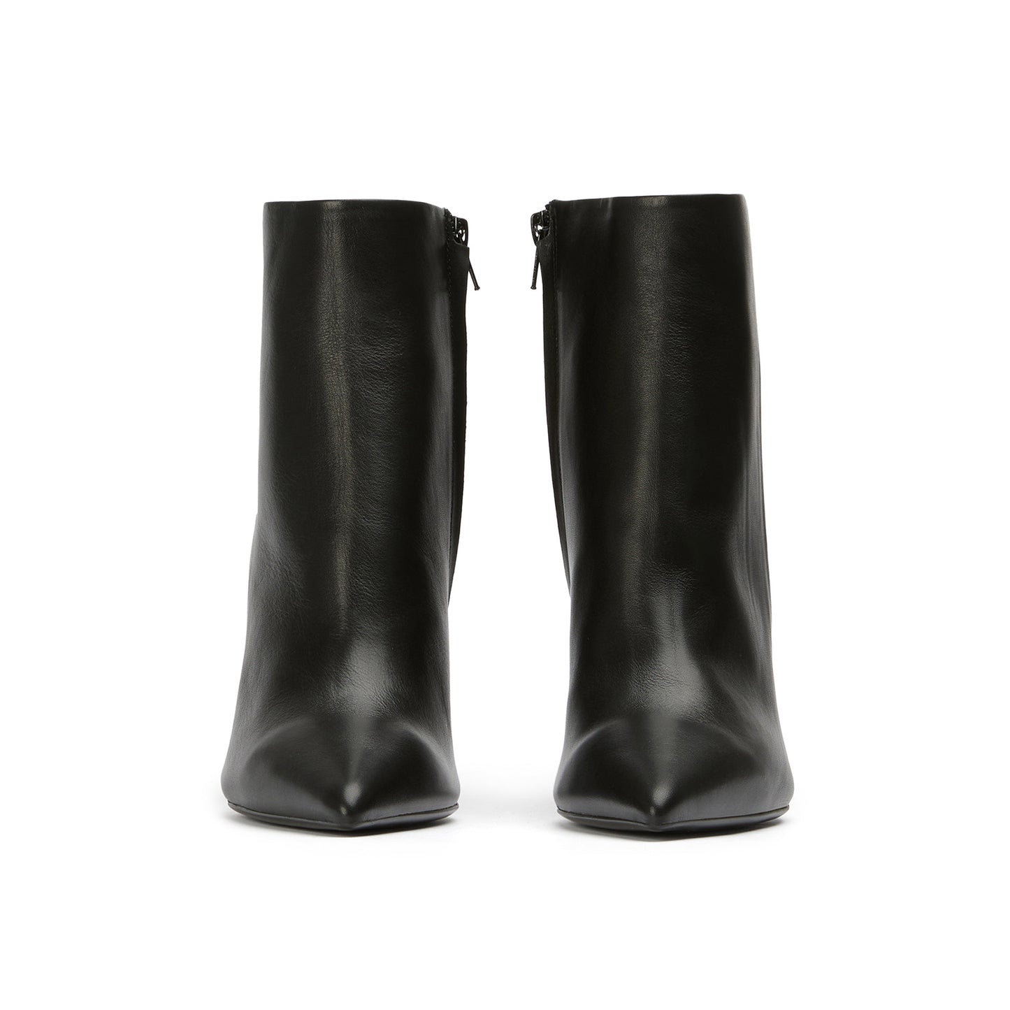 Black Pointed-Toe Full-Zip Sleek Ankle Stiletto Boots