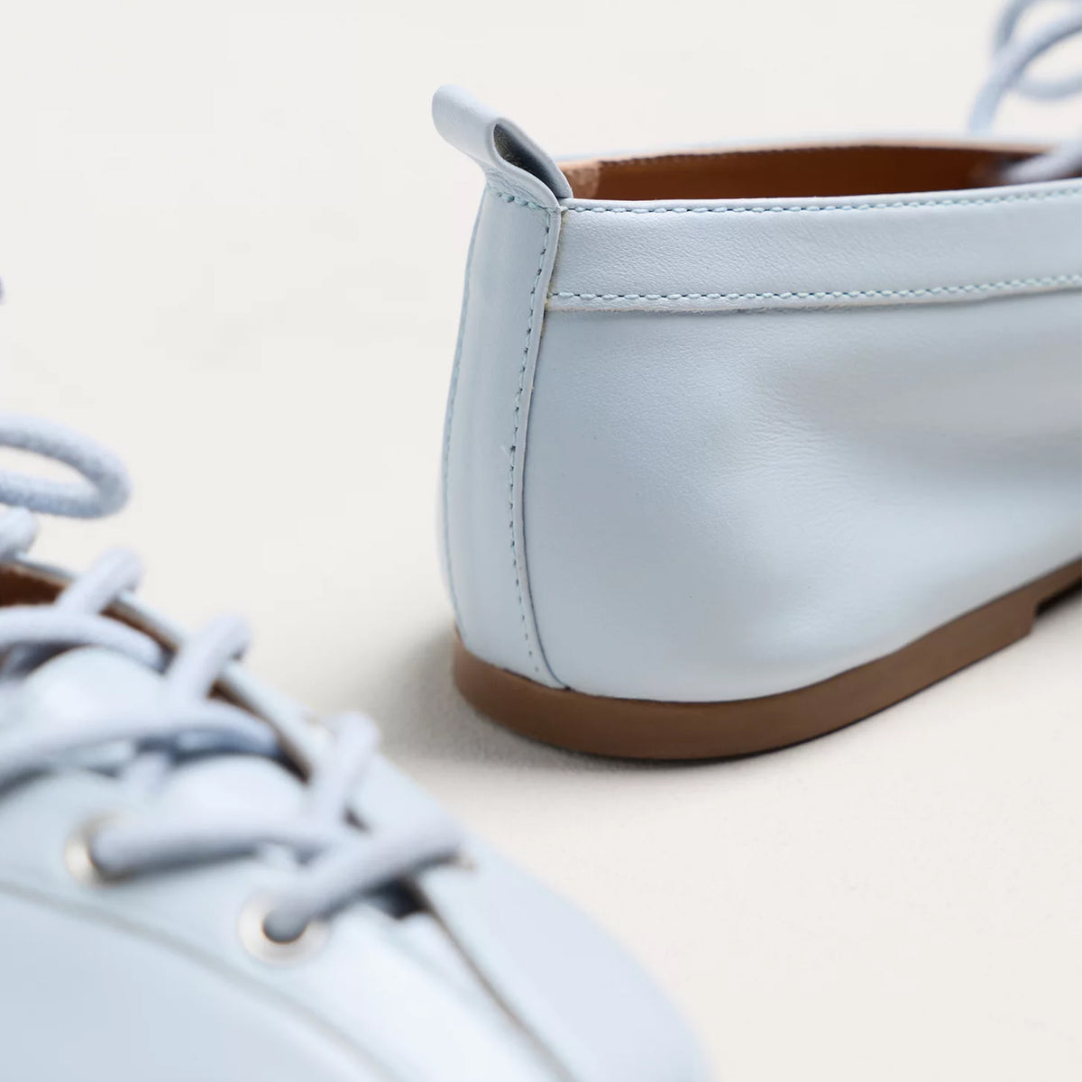 Light Blue Lace-Up Ballet Flats – Square Toe Balletcore Flats