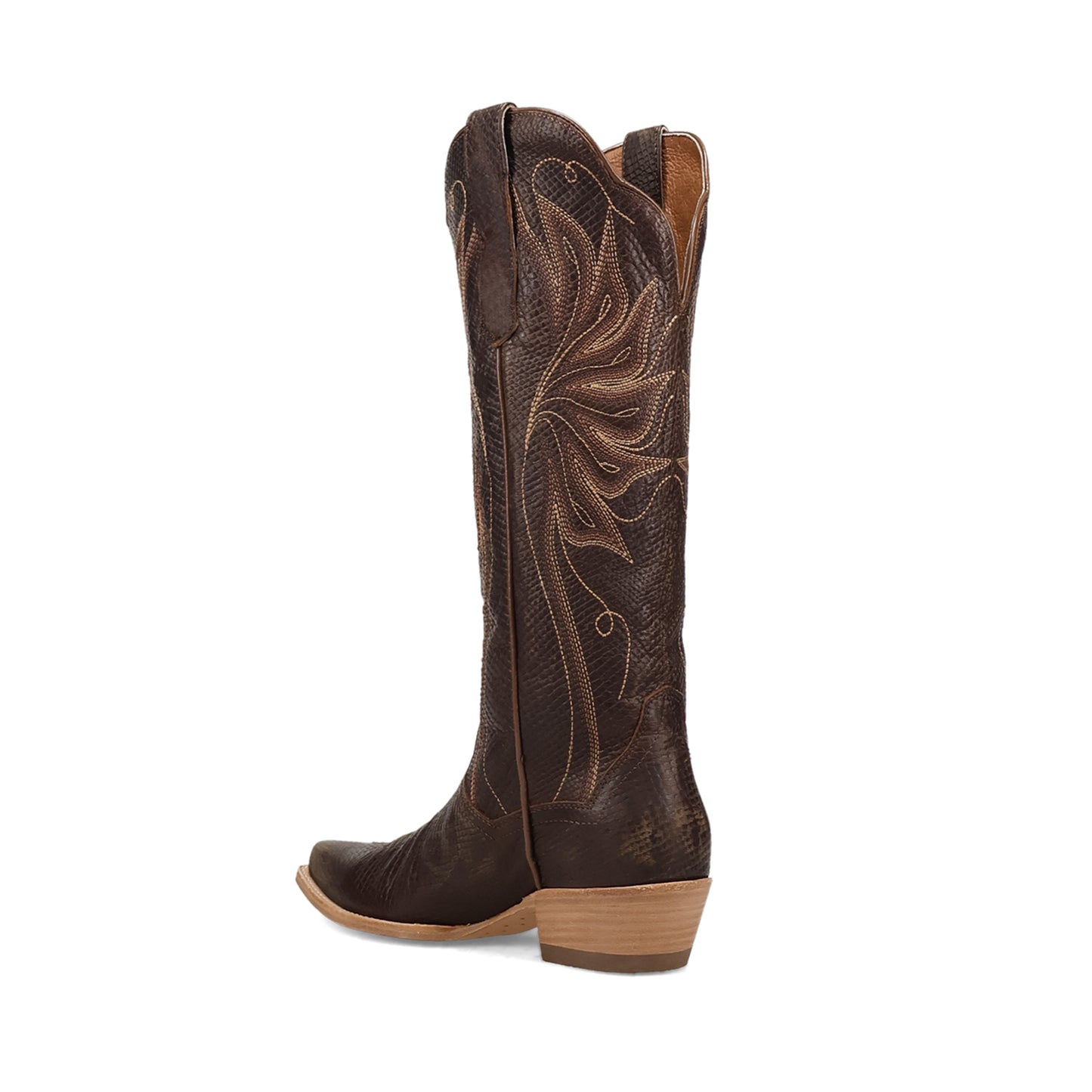 Brown Snip-Toe Grace Embroidery Mid Calf Cowgirl Boots