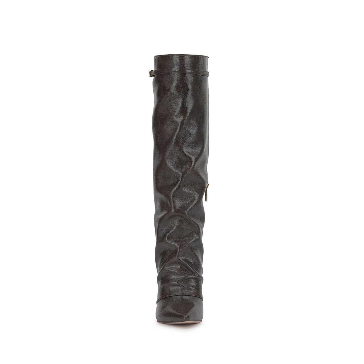 Dark Brown Pointed-Toe Sleek Half-Zip Knee High Simple Stiletto Boots