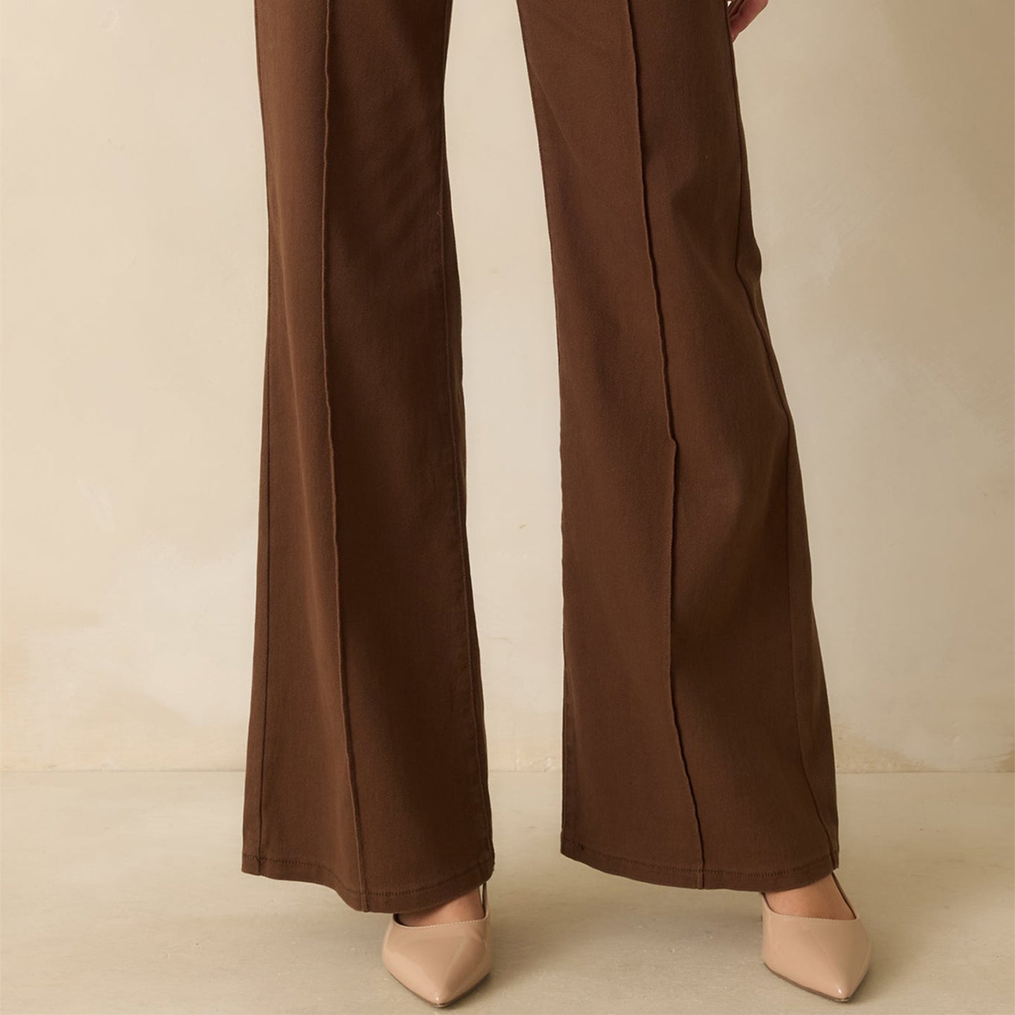 Patent Nude Pointed-Toe Classic Slingback Kitten Heels