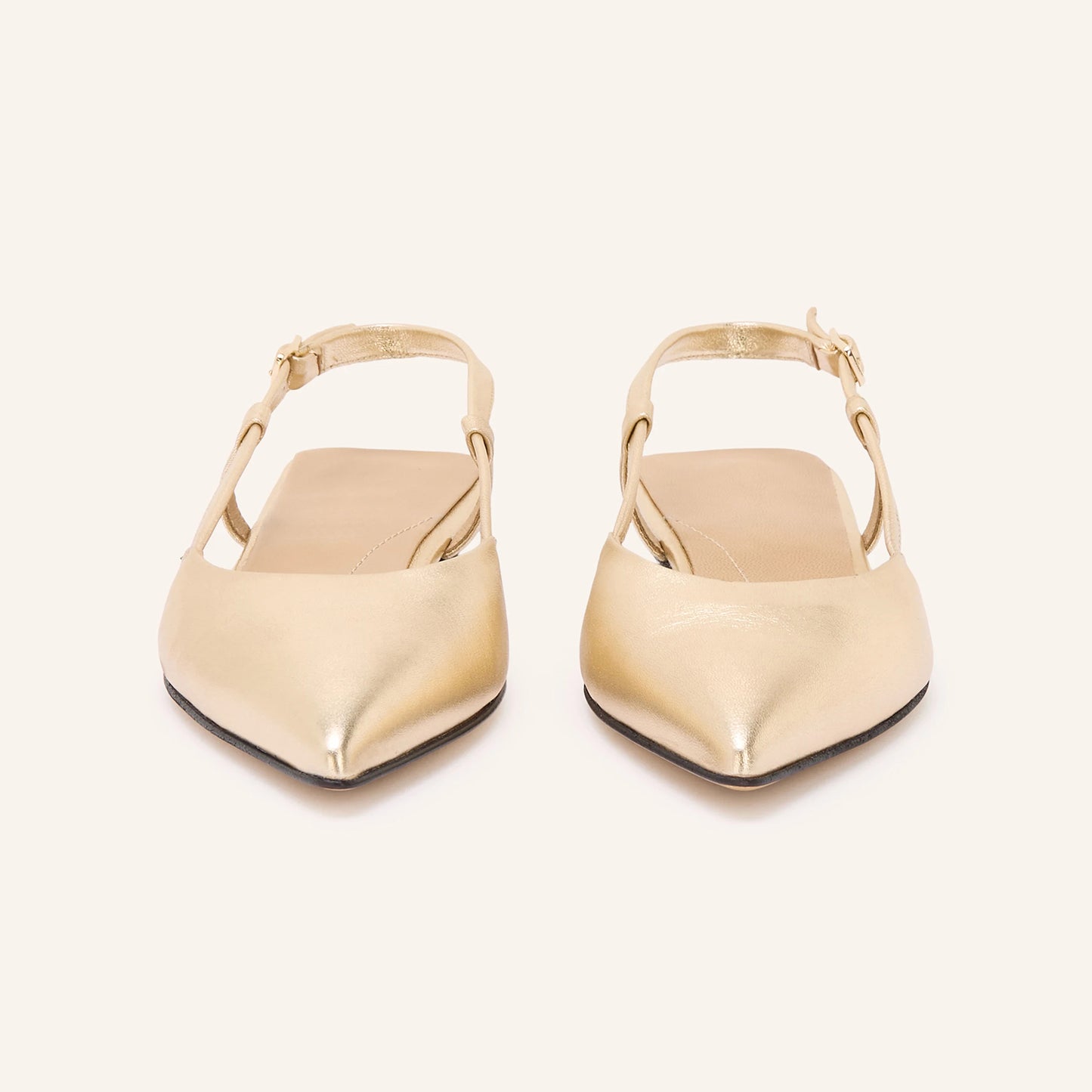 Metallic Gold Pointed-Toe Chic Back Strap Stylish Flats