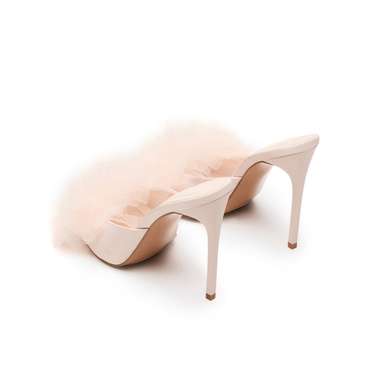 Light Pink Mesh Pointed-Toe Classic Slip-On High Stiletto Heels