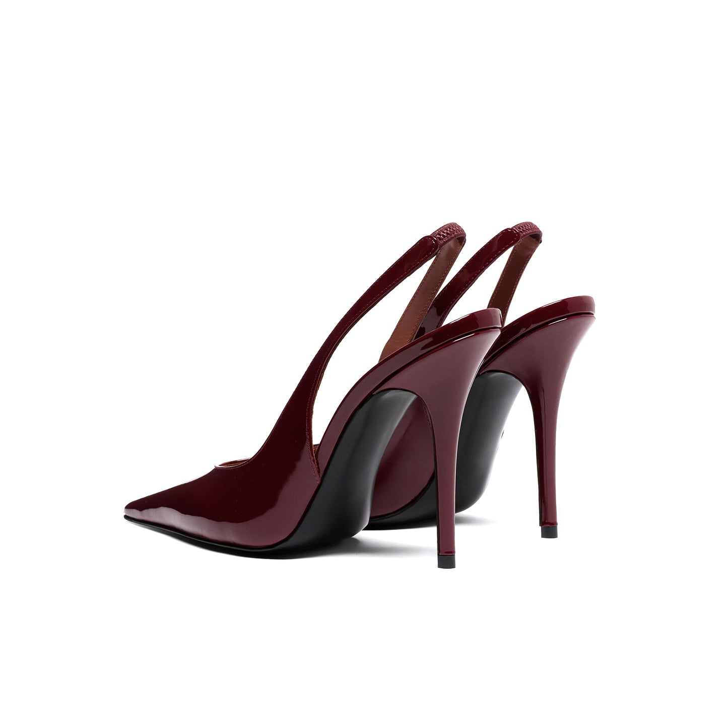 Patent Burgundy Pointed-Toe Classic Slingback High Heels