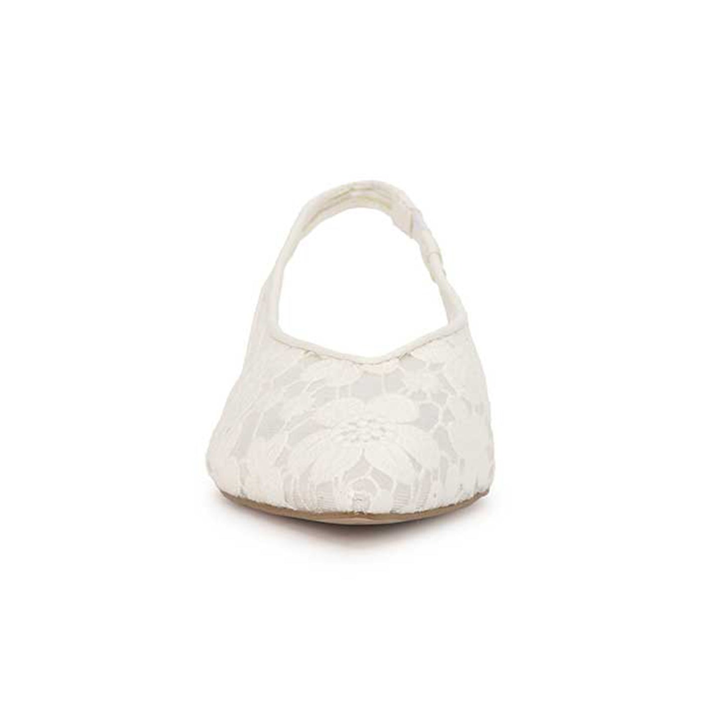 White Mesh Pointed-Toe Flowers Embroidery Back Strap Flats