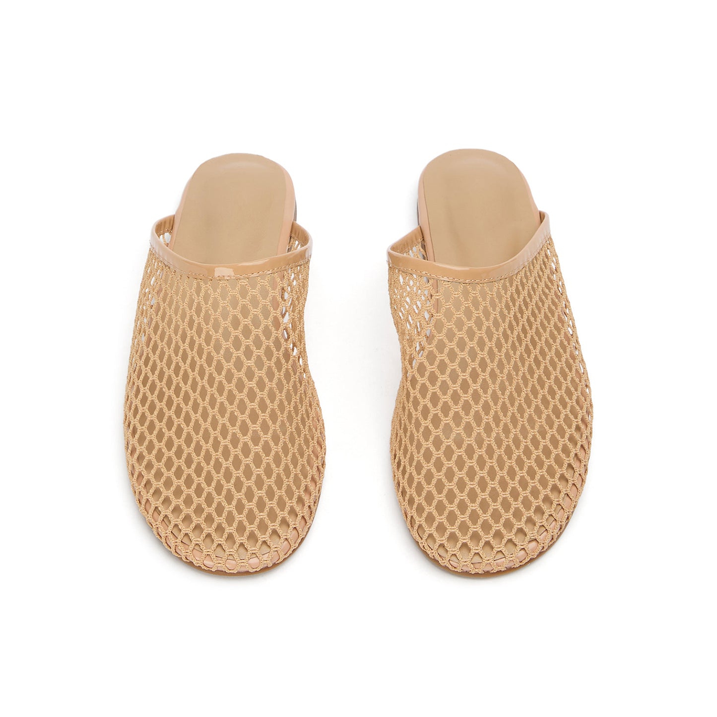Nude Mesh Round-Toe Sleek Slip-On Backless Flats
