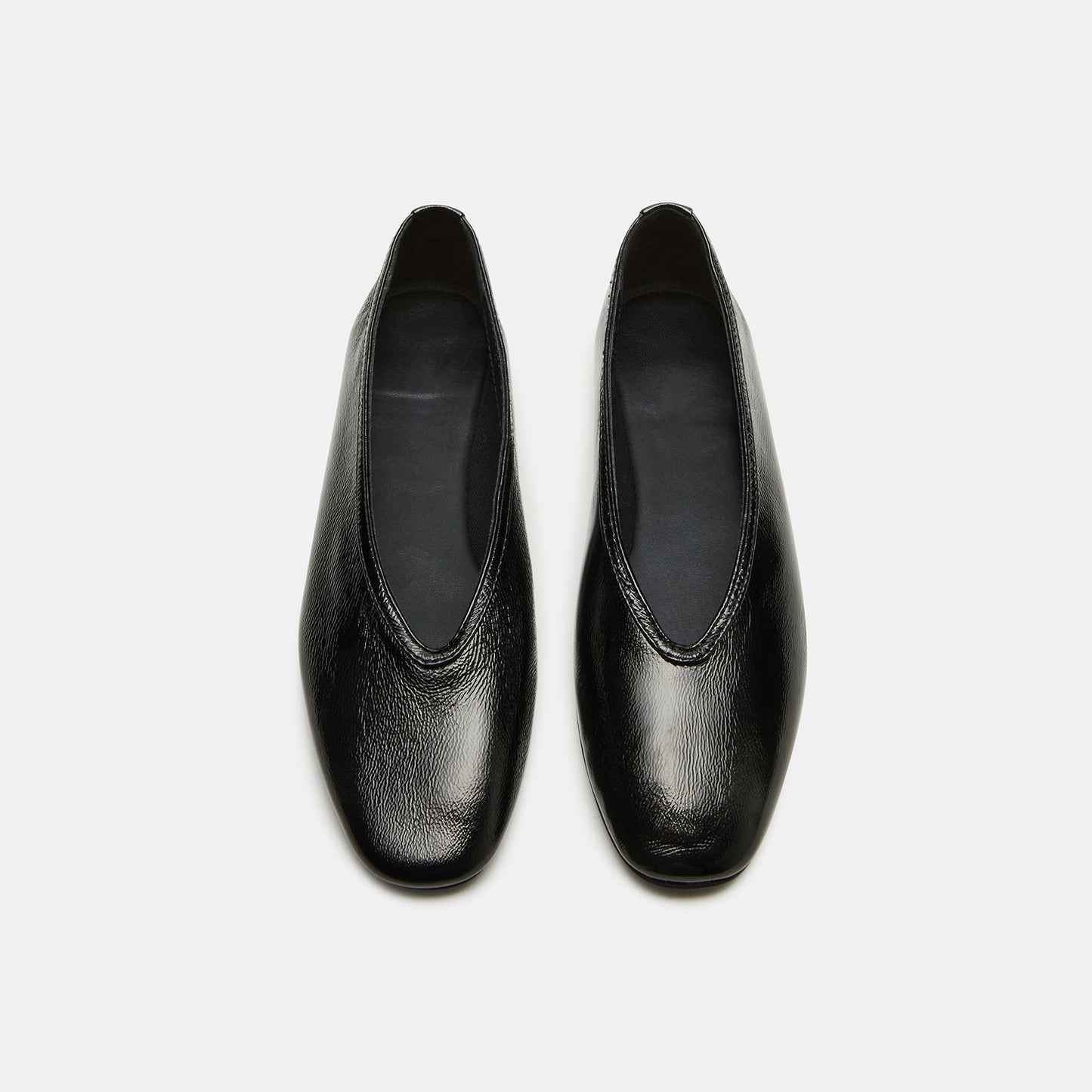 Patent Black Elegant Square-Toe Rhinestone Slip-On Flats