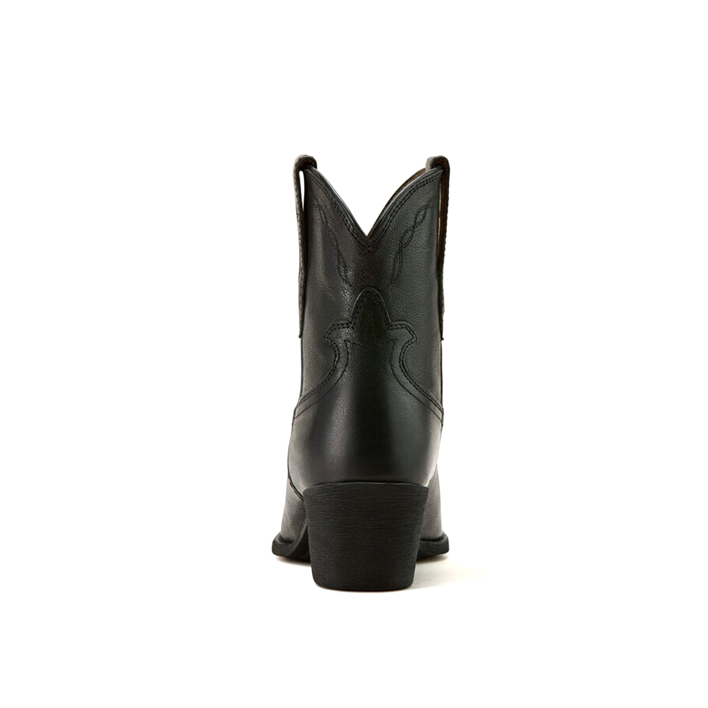 Black Almond-Toe Stitch Ankle Cowgirl Boots