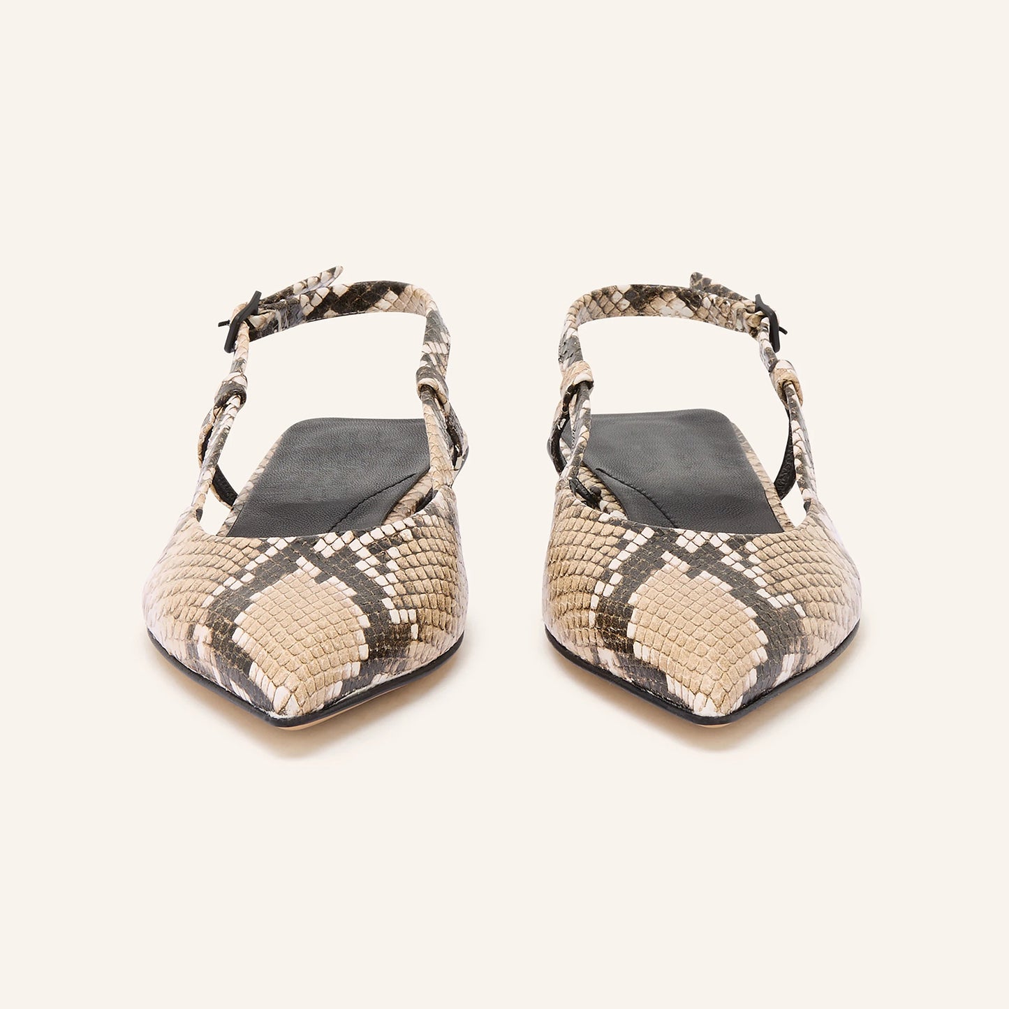 Snakeskin Pattern Pointed-Toe Chic Back Strap Stylish Flats