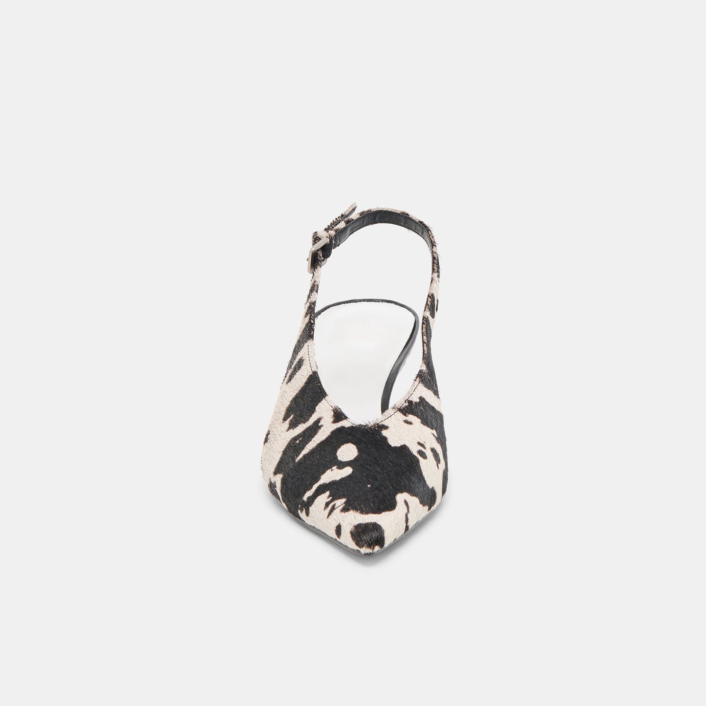 Cow Pony Hair Print Classic Pointed-Toe Slip-On Slingback Kitten Heels