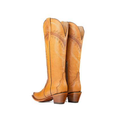 Honey Snip-Toe Half-Zip Double Embroidery Knee High Cowgirl Boots