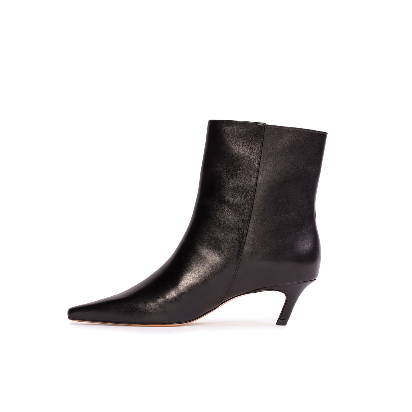 Black Pointed-Toe Simple Short Ankle Heel Boots
