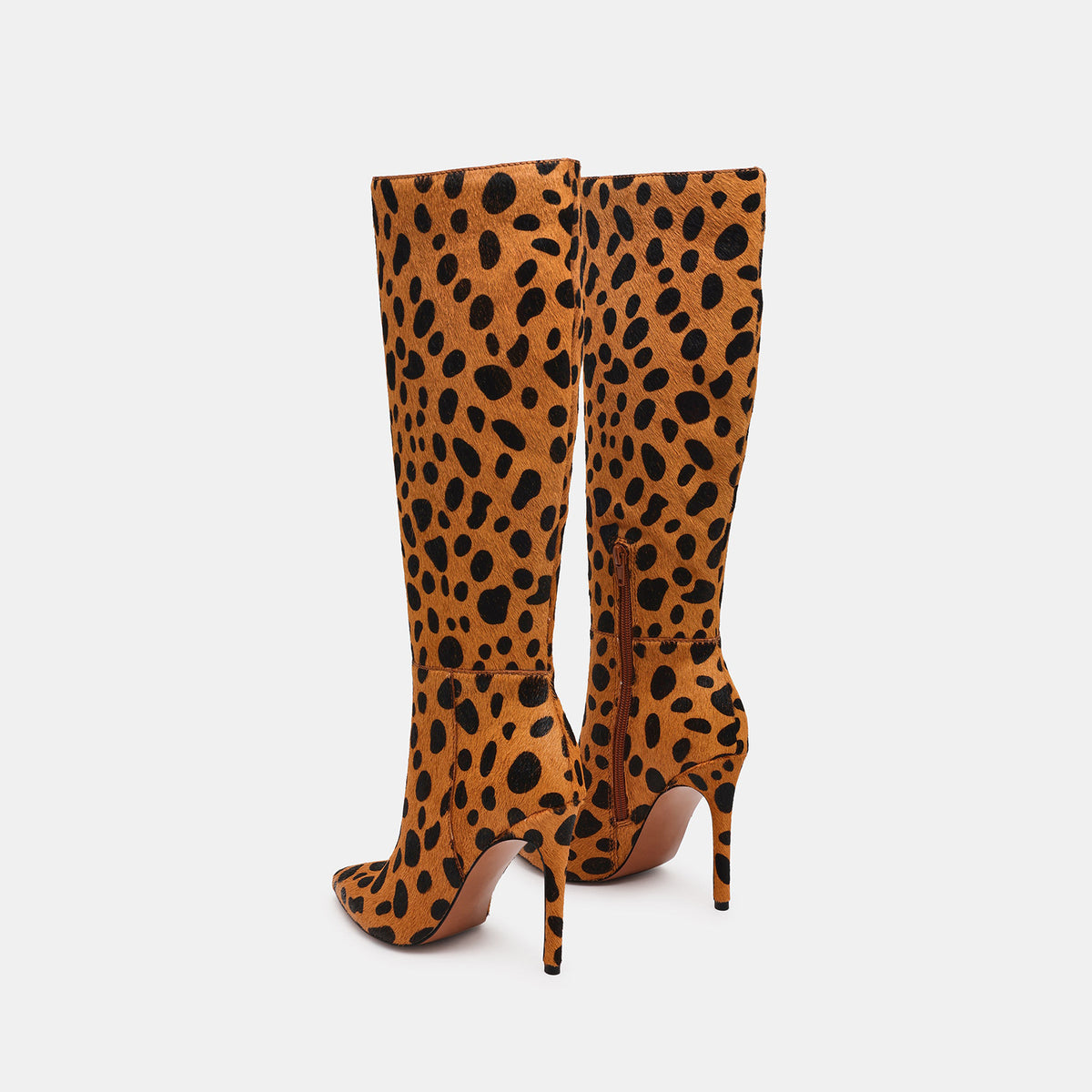 Leopard Pattern Pointed-Toe Half-Zip Chic Knee High Stiletto Boots