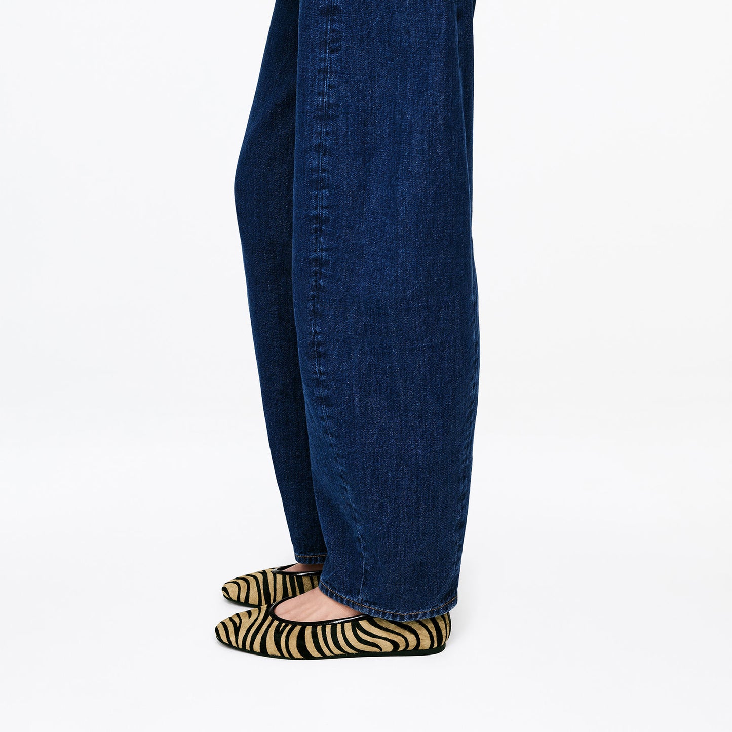 Zebra Print Pony Hair Vegan Leather Square-Toe Classic Ballet Flats