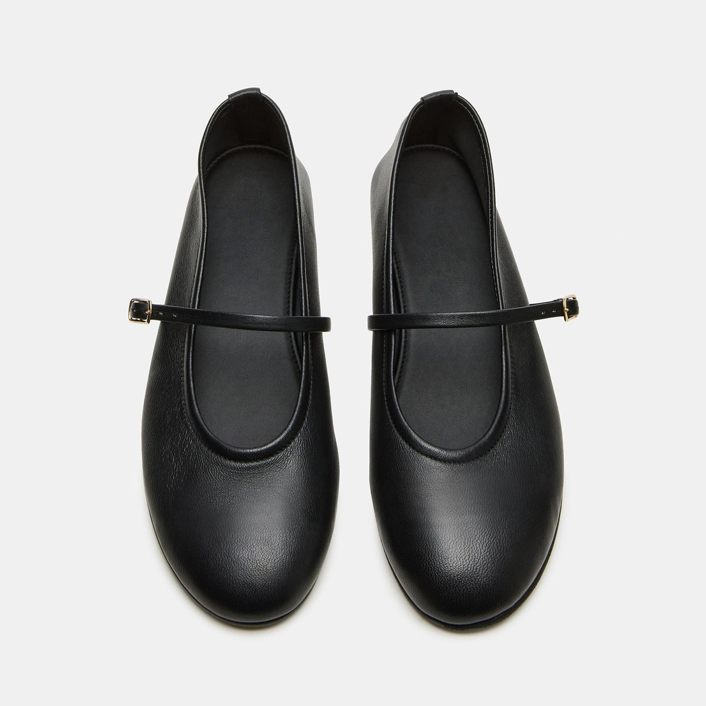 Black Round-Toe Buckle Mary Jane Classic Ballet Flats