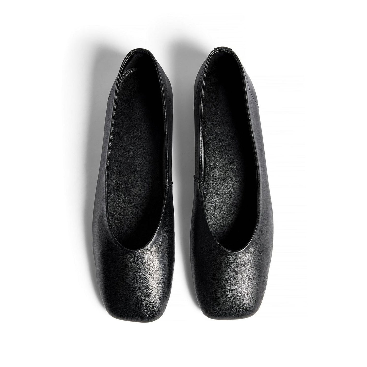 Black Square-Toe Classic Slip-On Simple Ballet Flats