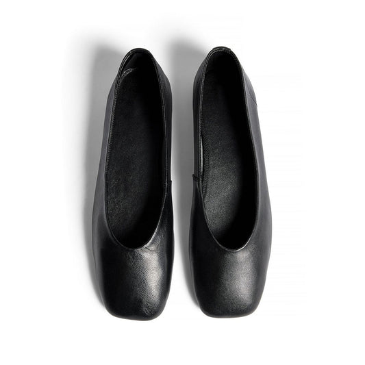 Black Square-Toe Classic Slip-On Simple Ballet Flats