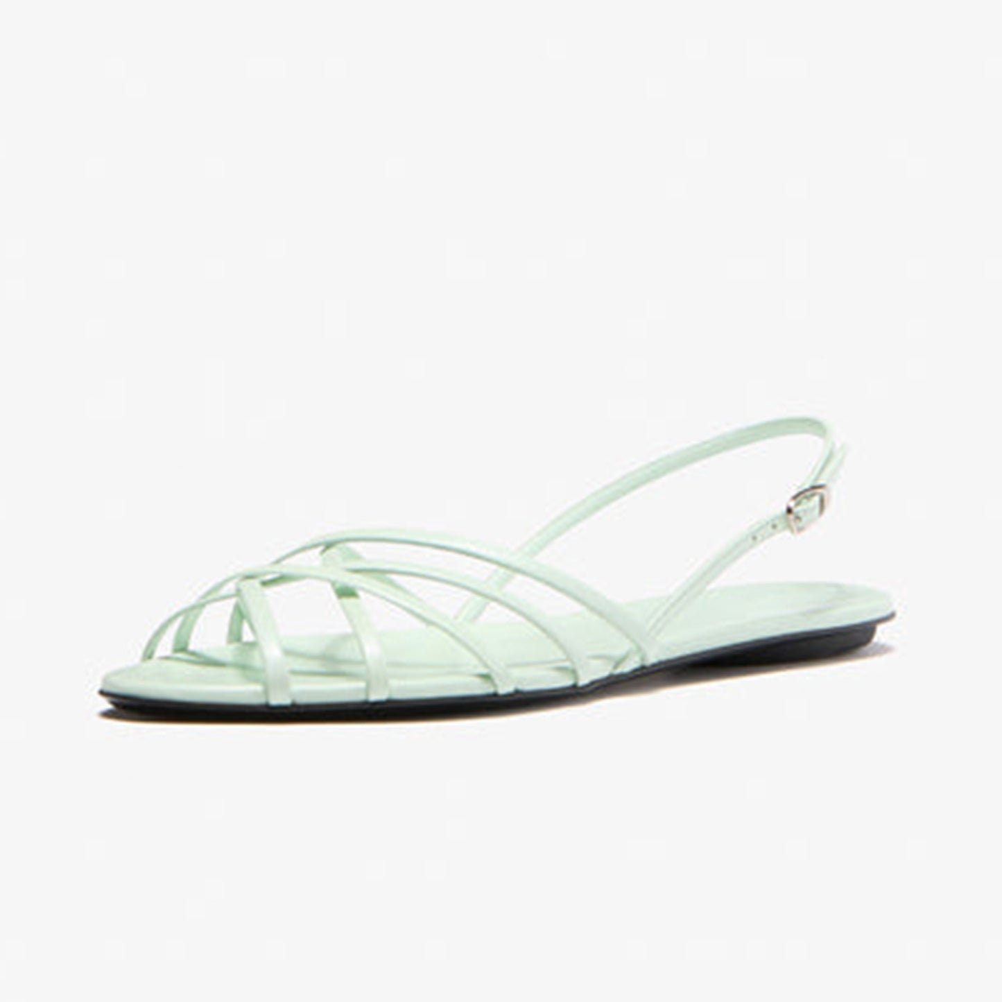 Mint Green Round-Toe Strappy And Slingback Sandals Flats