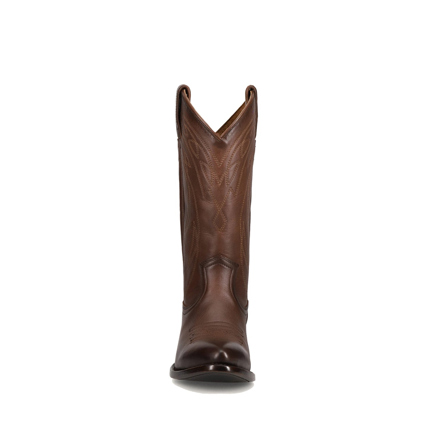 Dark Brown Almond-Toe Chic Embroidery Western Mid Calf Cowgirl Boots