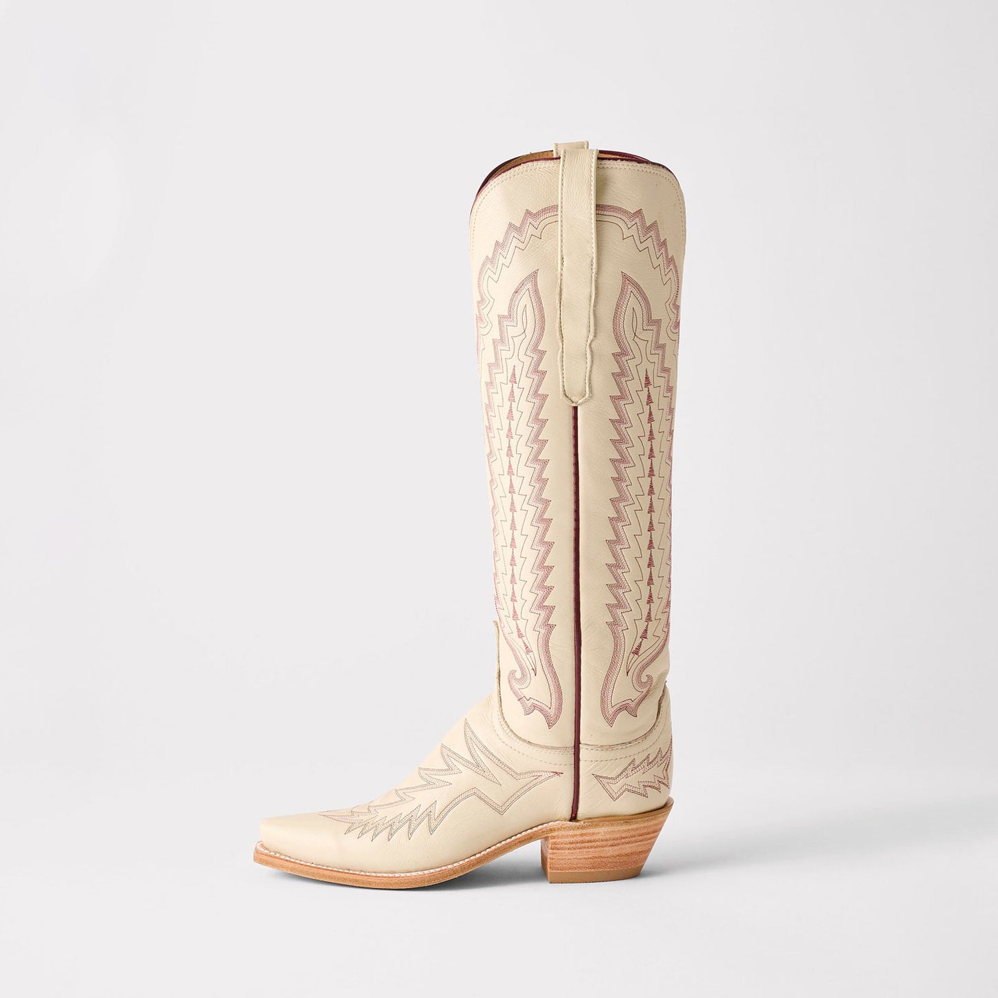 Cream Snip-Toe Western Embroidery Wide Calf Chic Knee High Cowgirl Boots