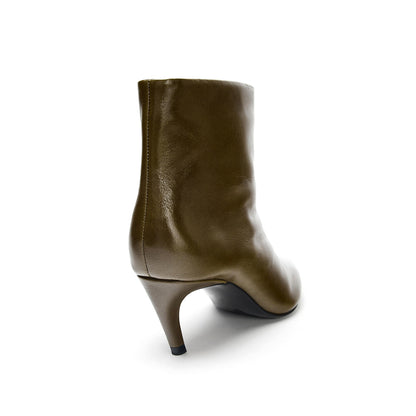 Green Pointed-Toe Simple Ankle Stiletto Boots