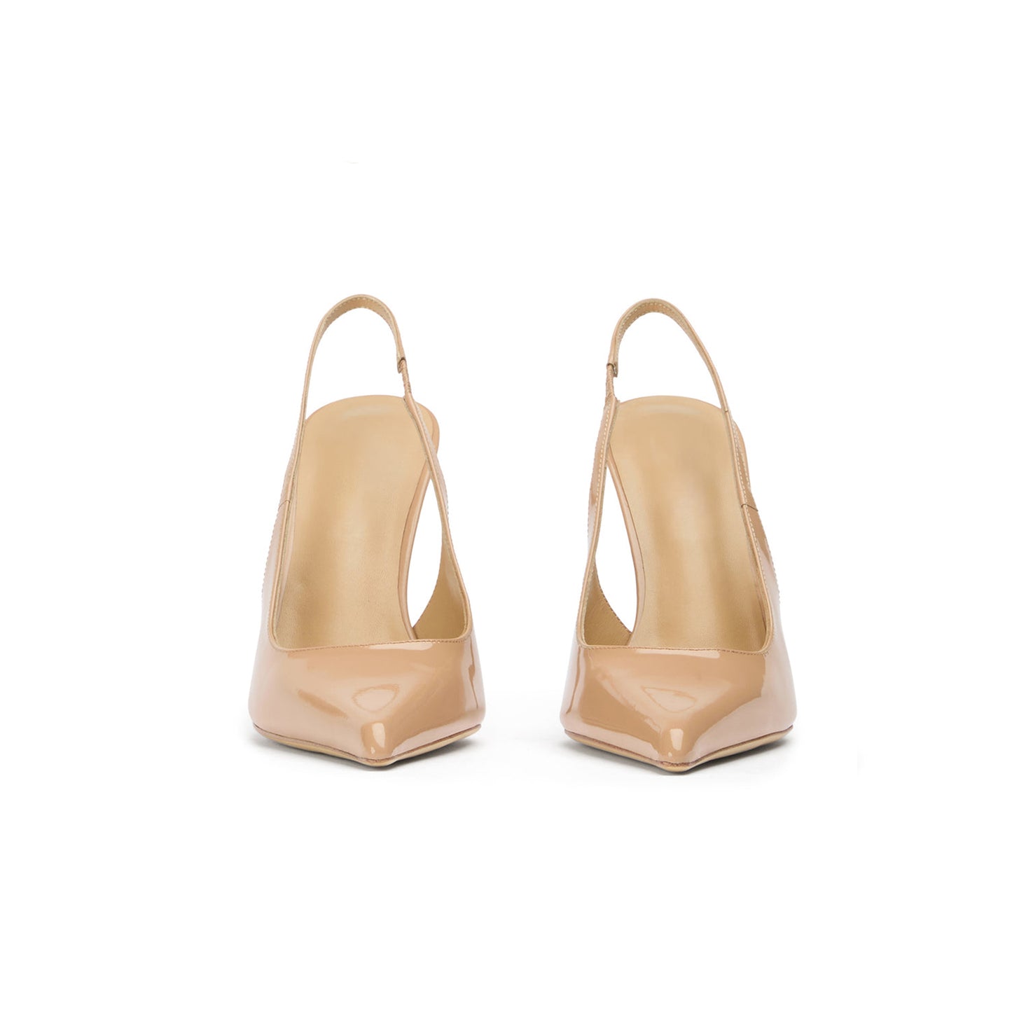 Patent Nude Pointed-Toe Classic Slip-On Slingback High Heels