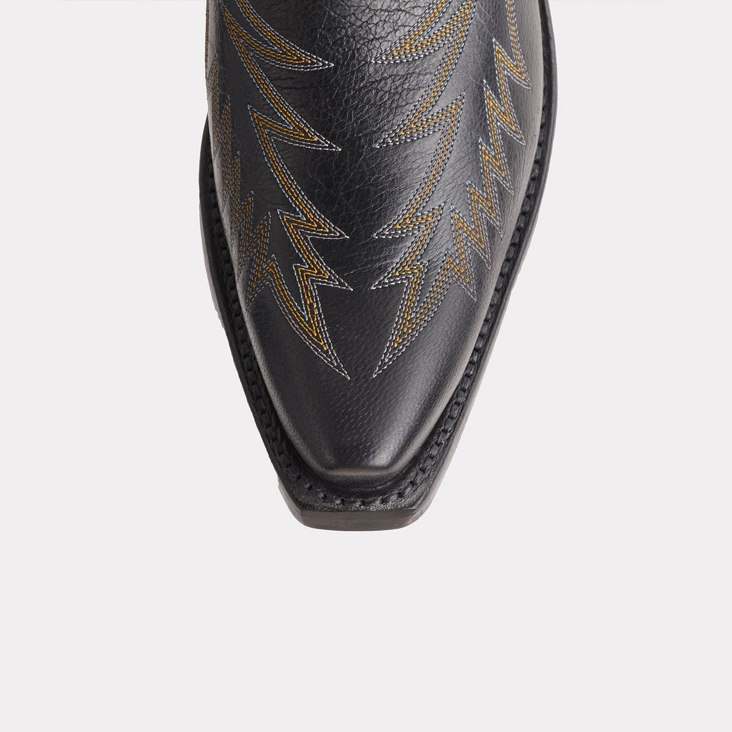 Black Snip-Toe Western Embroidery Wide Calf Chic Knee High Cowgirl Boots